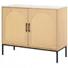 Image de Nagato - buffet bas - cannage et effet bois - 2 portes - 100 cm - best mobilier - bois et noir NAGATO