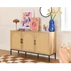 Image de Nagato - Buffet Bas - Cannage Et Effet Bois - 3 Portes - 150 Cm - Bois / Noir