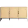 Image de Nagato - buffet bas - cannage et effet bois - 3 portes - 150 cm - best mobilier - bois et noir NAGATO