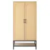 Image de Nagato - armoire - cannage et effet bois - 80 cm - best mobilier - bois et noir NAGATO