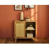 Image de Goto - Buffet Haut - Effet Bois Et Cannage - 2 Niches Et 1 Porte - 80 Cm - Bois