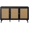 Image de Goto - Buffet Bas - Noir Et Cannage - 3 Portes - 140 Cm - Noir