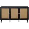 Image de Goto - buffet bas - noir et cannage - 3 portes - 140 cm - Noir