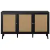 Image de Goto - buffet bas - noir et cannage - 3 portes - 140 cm - best mobilier - noir GOTO