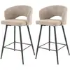 Image de Pattaya - Lot De 2 Tabourets De Bar - En Tissu Bouclette Sable - Sable