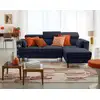 Image de Alicante - Canapé D'angle Réversible Convertible Avec Têtières - Coffre - 4 Places - En Tissu Texturé - Bleu Marine