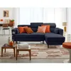 Image de Alicante - canapé dangle réversible convertible avec têtières - coffre - 4 places - en tissu texturé - Bleu marine
