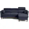 Image de Alicante - canapé d'angle réversible convertible avec têtières - coffre - 4 places - en tissu texturé - best mobilier - bleu marine ALICANTE
