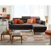 Image de Alicante - canapé dangle réversible convertible avec têtières - coffre - 4 places - en tissu texturé - Gris