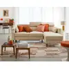 Image de Alicante - Canapé D'angle Réversible Convertible Avec Têtières - Coffre - 4 Places - En Tissu Texturé - Beige