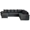 Image de Henry - canapé panoramique convertible - avec coffre - en velours côtelé - 7 places - best mobilier - gris foncé HENRY