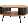 Image de Forini - Table Basse Ronde - Aspect Chêne Naturel Et Noir - 1 Niche - 75 Cm - Noir / Bois