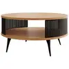 Image de Forini - table basse ronde - aspect chêne naturel et noir - 1 niche - 75 cm - best mobilier - noir et bois FORINI