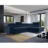 Image de Talisay - canapé dangle droit - 5 places - convertible avec coffre - en velours - Bleu marine