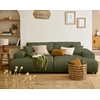 Image de Garance - Canapé Droit 4 Places Double Méridienne - Assise Profonde - En Velours Côtelé - Vert