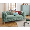 Image de Walter - canapé 2 places chesterfield en velours - pieds bois - Bleu