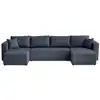 Image de Topaze - canapé panoramique - 7 places - convertible avec coffre - en tissu - best mobilier - bleu TOPAZE