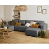 Image de Topaze - Canapé Panoramique - 7 Places - Convertible Avec Coffre - En Tissu - Gris Foncé