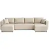 Image de Topaze - canapé panoramique - 7 places - convertible avec coffre - en tissu - best mobilier - beige TOPAZE