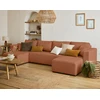 Image de Topaze - Canapé Panoramique - 7 Places - Convertible Avec Coffre - En Tissu - Terracotta