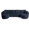 Image de Miro - canapé panoramique en u 7 places - convertible avec coffre - en velours texturé - best mobilier - bleu MIRO