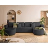 Image de Miro - Canapé Panoramique En U 7 Places - Convertible Avec Coffre - En Velours Texturé - Gris Anthracite