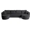 Image de Miro - canapé panoramique en u 7 places - convertible avec coffre - en velours texturé - best mobilier - gris anthracite MIRO