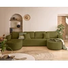 Image de Miro - Canapé Panoramique En U 7 Places - Convertible Avec Coffre - En Velours Texturé - Vert Olive
