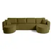 Image de Miro - canapé panoramique en u 7 places - convertible avec coffre - en velours texturé - best mobilier - vert olive MIRO