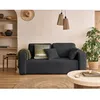 Image de Miro - canapé droit 2 places - en velours texturé - Gris Anthracite