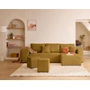 Image de Topaze - Canapé D'angle Réversible 4 Places - Convertible Avec Coffre, Tablette Et Poufs - En Velours Côtelé - Jaune