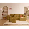 Image de Topaze - canapé dangle réversible 4 places - convertible avec coffre tablette et poufs - en velours côtelé - Jaune