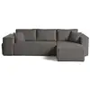 Image de Topaze - canapé d'angle réversible 4 places - convertible avec coffre, tablette et poufs - en velours côtelé - best mobilier - gris TOPAZE