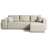 Image de Topaze - canapé d'angle réversible 4 places - convertible avec coffre, tablette et poufs - en velours côtelé - best mobilier - beige TOPAZE