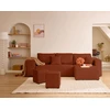 Image de Topaze - Canapé D'angle Réversible 4 Places - Convertible Avec Coffre, Tablette Et Poufs - En Velours Côtelé - Terracott