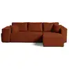 Image de Topaze - canapé d'angle réversible 4 places - convertible avec coffre, tablette et poufs - en velours côtelé - best mobilier - terracotta TOPAZE