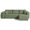 Image de Topaze - canapé d'angle réversible 4 places - convertible avec coffre, tablette et poufs - en velours côtelé - best mobilier - vert sauge TOPAZE
