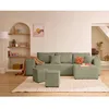 Image de Topaze - canapé dangle réversible 4 places - convertible avec coffre tablette et poufs - en velours côtelé - Vert Kaki