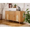 Image de Milazzo - Buffet Bas - Bois Plaqué Chêne Et Cannage - 3 Tiroirs Et 2 Portes - 160 Cm - Bois