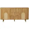 Image de Milazzo - buffet bas - bois plaqué chêne et cannage - 3 tiroirs et 2 portes - 160 cm - lisa design - bois MILAZZO