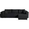 Image de Topaze - canapé d'angle réversible 4 places - convertible avec coffre, tablette et poufs - en velours côtelé - best mobilier - noir TOPAZE