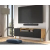 Image de Velato - Meuble Tv - Effet Bois Et Noir - 3 Portes Et 1 Niche - 160 Cm - Bois / Noir