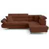 Image de Lisbona - canapé d'angle droit 5 places convertible avec têtières en velours côtelé - best mobilier - terracotta LISBONA