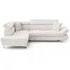 Image de Lisbona - canapé d'angle gauche 5 places convertible avec têtières en velours côtelé - best mobilier - beige LISBONA