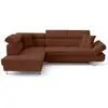 Image de Lisbona - canapé d'angle gauche 5 places convertible avec têtières en velours côtelé - best mobilier - terracotta LISBONA