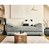 Image de Brescia - banquette 3 places convertible en tissu velours relief - Gris
