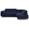 Image de Zaria - canapé d'angle droit 5 places convertible avec coffre et têtières en velours côtelé grosses côtes - lisa design - bleu ZARIA
