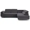 Image de Zaria - canapé d'angle droit 5 places convertible avec coffre et têtières en velours côtelé grosses côtes - lisa design - gris ZARIA