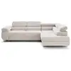Image de Zaria - canapé d'angle droit 5 places convertible avec coffre et têtières en velours côtelé grosses côtes - lisa design - beige ZARIA