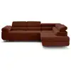Image de Zaria - canapé d'angle droit 5 places convertible avec coffre et têtières en velours côtelé grosses côtes - lisa design - terracotta ZARIA